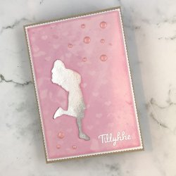 Designpapir Lyserd Hjerter 30,5 x 30,5 cm - Luna Hobby