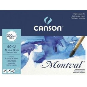 Akvarelpapir Montval Canson 200 gr. 24 x 32 cm 40 ark
