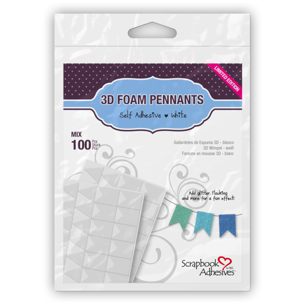 3D Foam Pennants - flag 100stk hvid