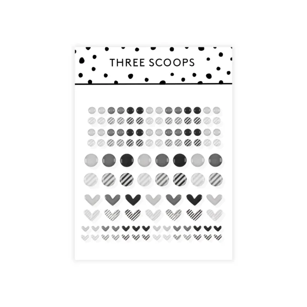 Enamel dots - sort og kolde gr� nuancer