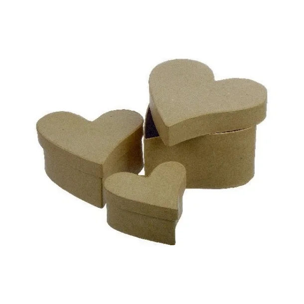 Pap buet hjerter 3ass.(13,5x15,5cm-9x10,5cm)