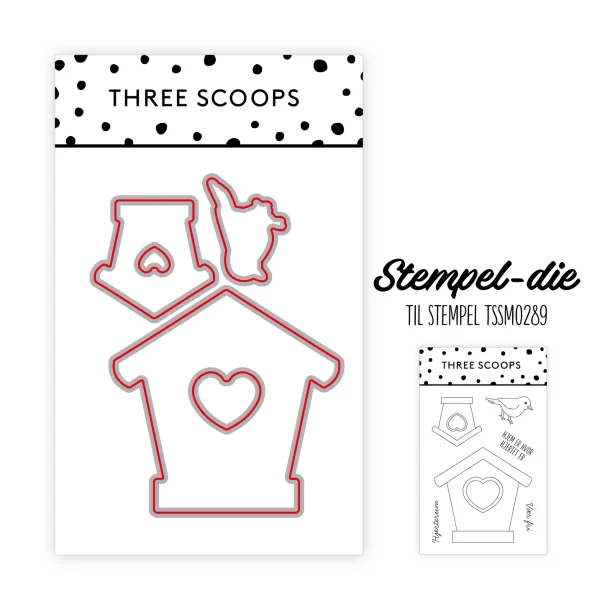 Three Scoops stempel die: Fuglehus - hjerterum