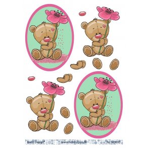 3D ark Barto design Bamse med blomst M38