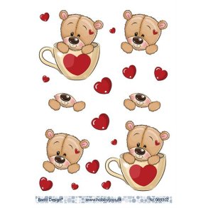 3D ark Barto Bamse med hjerter M2