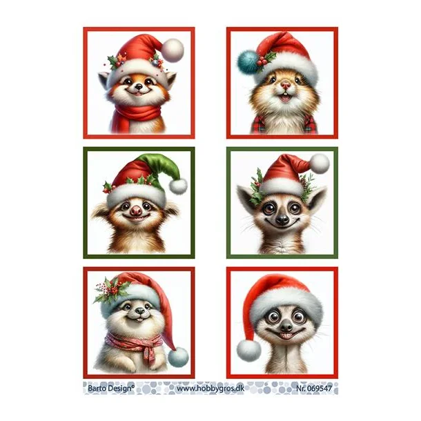 Klippeark Barto Dyr med nissehuer M11