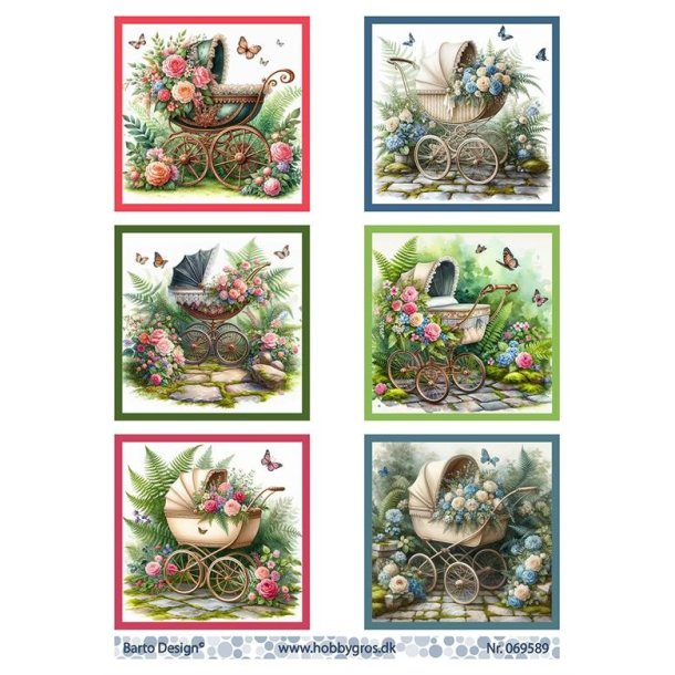 Klippeark Barnevogn med blomster Barto Design