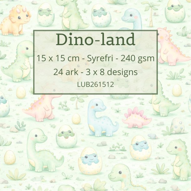 Papirblok Dino-land 15 x 15 cm. - Luna Hobby