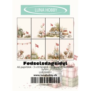 Papirblok A6 F�dselsdagsidyl - Luna Hobby