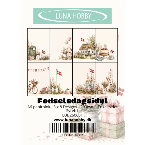 Papirblok A6 F�dselsdagsidyl - Luna Hobby
