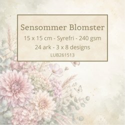 Papirblok Sensommer Blomster 15 x 15 cm - Luna Hobby