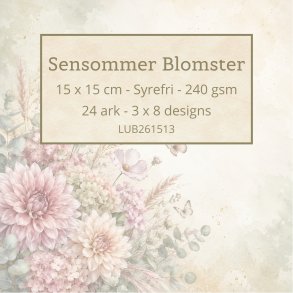Papirblok Sensommer Blomster 15 x 15 cm - Luna Hobby