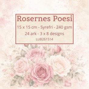 Papirblok Rosernes Poesi 15 x 15 cm - Luna Hobby