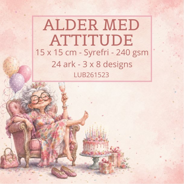 Papirblok Alder med attitude 15 x 15 cm. - Luna Hobby