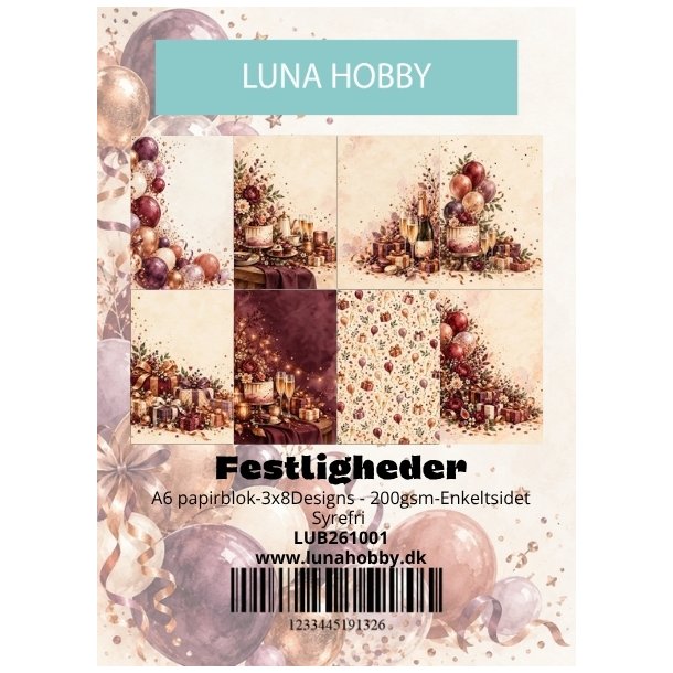 Papirblok A6 Festligheder - Luna Hobby