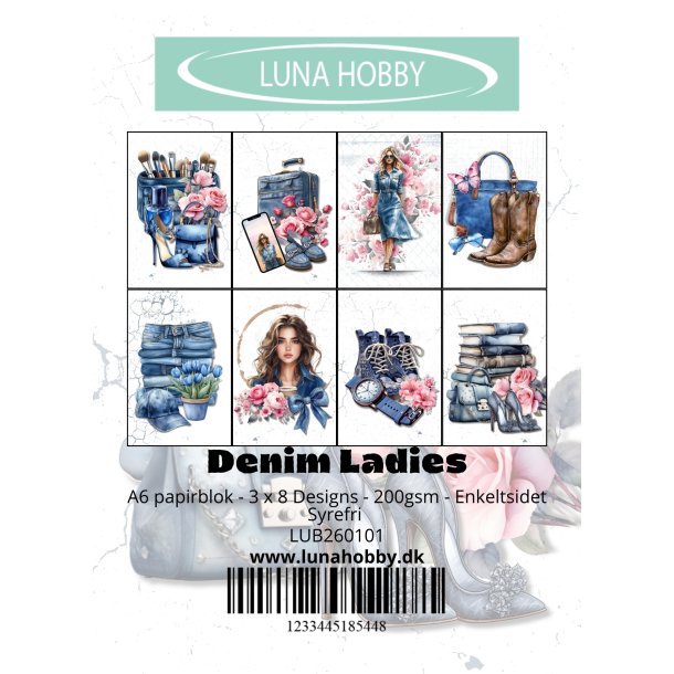Papirblok A6 Denim Ladies - Luna Hobby