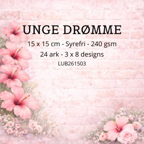 Papirblok UNGE DR�MME - 15,5 x 15,5 cm - Luna Hobby
