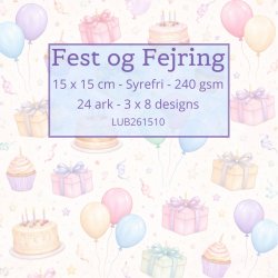 Papirblok Fest &amp; Fejring 15 x 15 cm - Luna Hobby