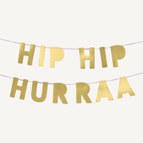 Guirlande, hip hip hurra 15cm x 3m Guld 