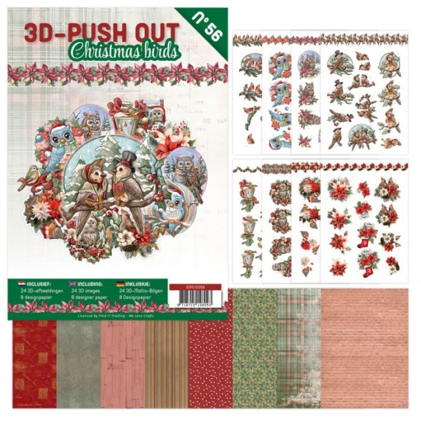3D tryk ud bog nr. 56 - Christmas Birds