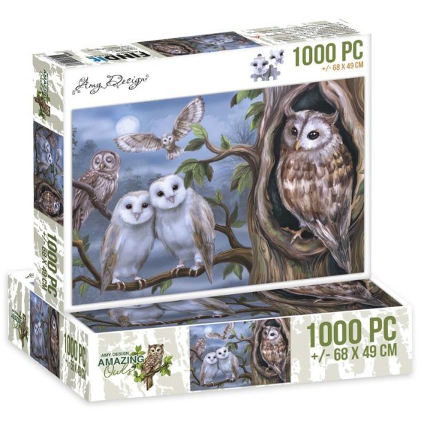 Puslespil 1000brikker Amazing Owls