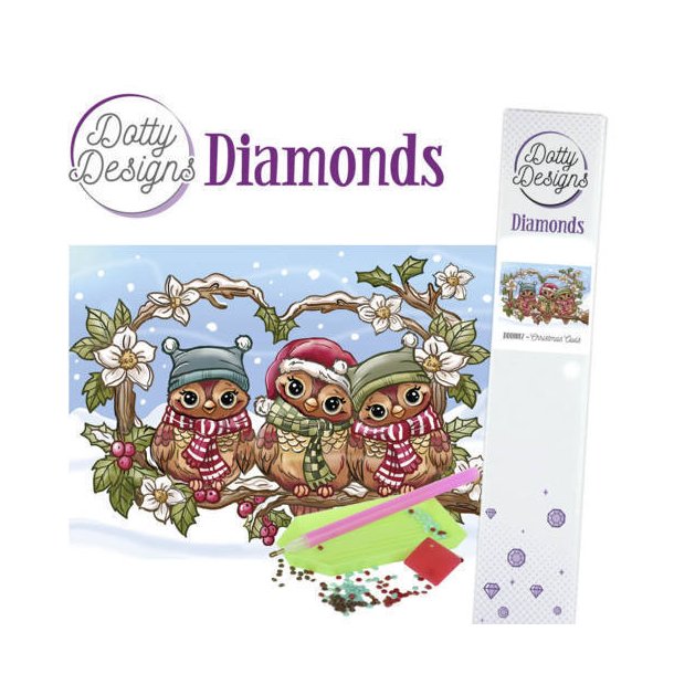 Diamond painting Christmas Owls str. 29,7x42cm