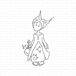 Gummistempel Minnie plockar blommor gummiapan ST27