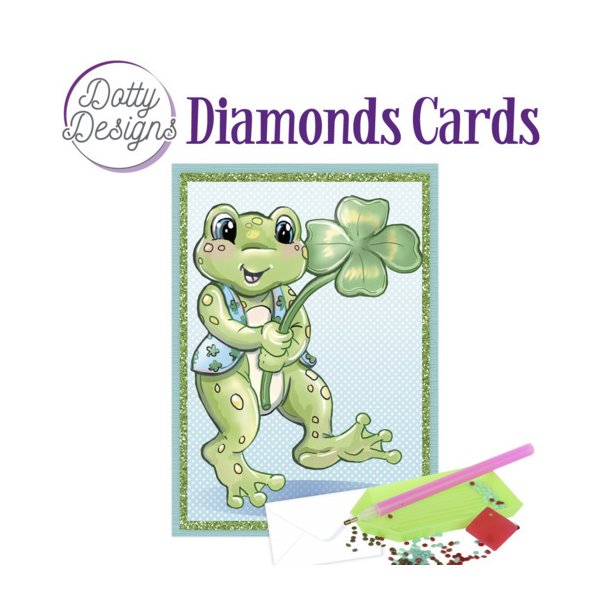 Diamonds cards Frog with clover