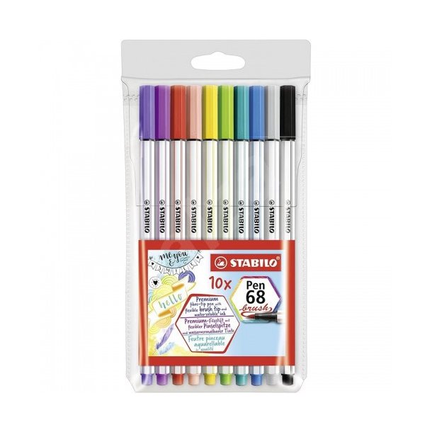 STABILO PEN 68 BRUSH 10 STK ASS