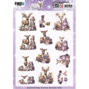 3D udstanset ark Pastel Purple Christmas - Deer