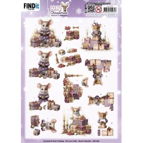3D udstanset ark Pastel Purple Christmas - Mouse