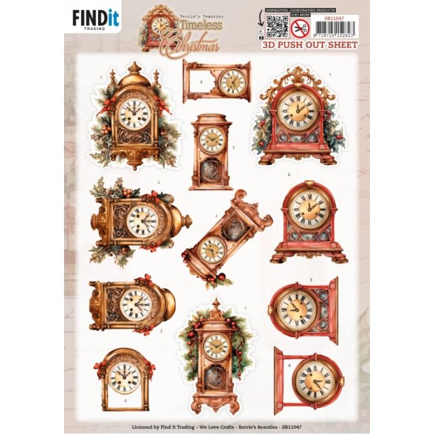 3D udstanset ark Timeless Christmas - Timeless Clock