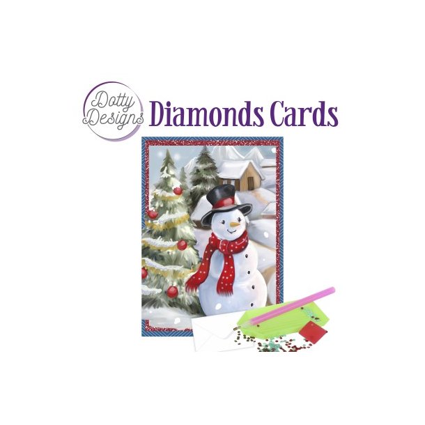 Dotty Designs Diamond Cards - Snowman In A Christmas Village