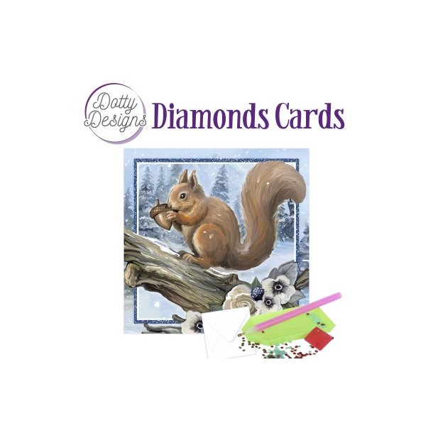 Dotty Designs Diamond Cards - Squirrel In A Snowy Landscape