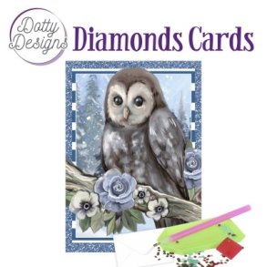 Dotty Designs Diamond Cards - Owl With Ice Flowers In The Snow