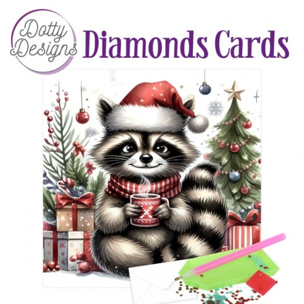Dotty Designs Diamond Cards - Christmas Raccoon