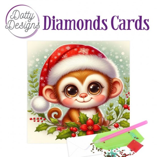 Dotty Designs Diamond Cards - Christmas Monkey