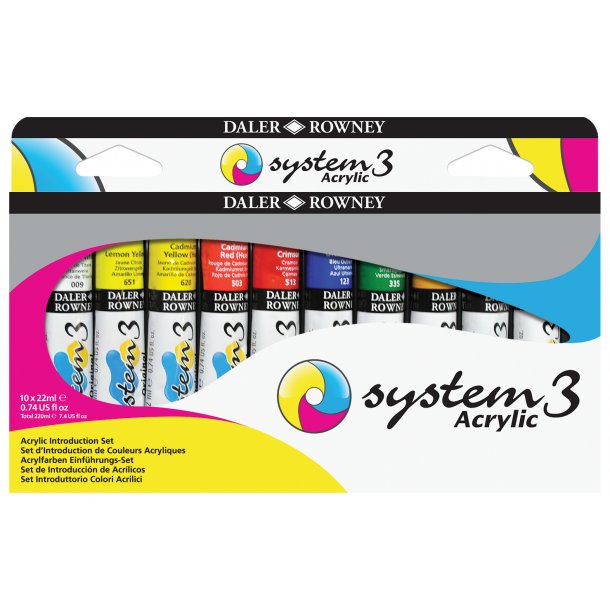 System 3 Akrylmaling st af 10 x 22 ML. 