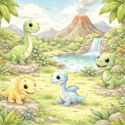 Papirblok Dino-land 15 x 15 cm. - Luna Hobby