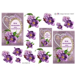 3D ark Krondiamantbryllupstekst og blomster M16