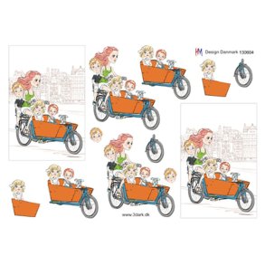 3D ark Ladcykel med b�rn M23