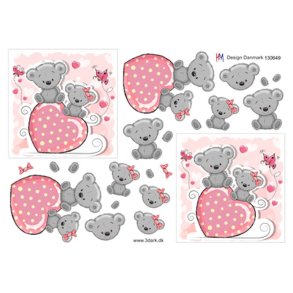 3D ark Bamse med lyserdt hjerte M35