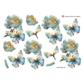 3D ark Blomst & sommerfugl M6