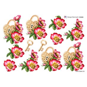 3D ark Hjertels & blomst M11