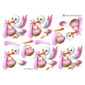 3D ark Stork med babypige M9