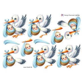 3D ark Stork med babydreng M9