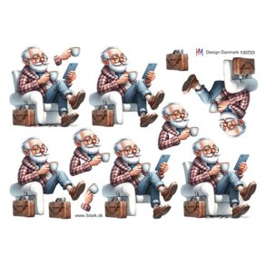 3D ark ldre mand med kaffe og mobil M9