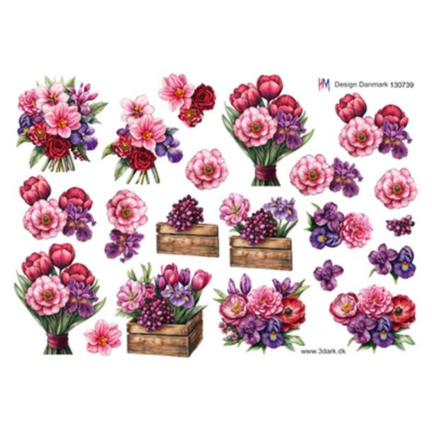 3D ark Blomsterbuket med forrsblomster M17