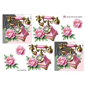 3D ark Lyser�d telefon m. blomster M25