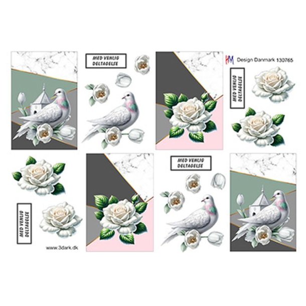 3D ark Hvid due begravelse, HM design, M10