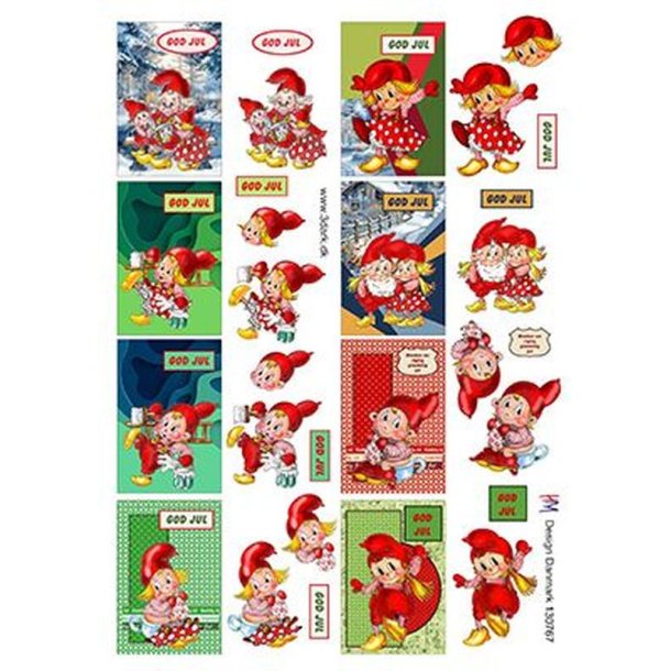 3D ark Mini/ til og fra julekort med polkanisser, HM design, M10